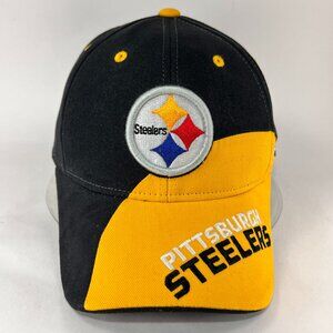 Pittsburgh Steelers NFL Reebok Strap Back Hat Cap Black Logo Team Apparel Mens